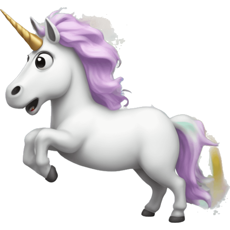 A unicorn farting emoji