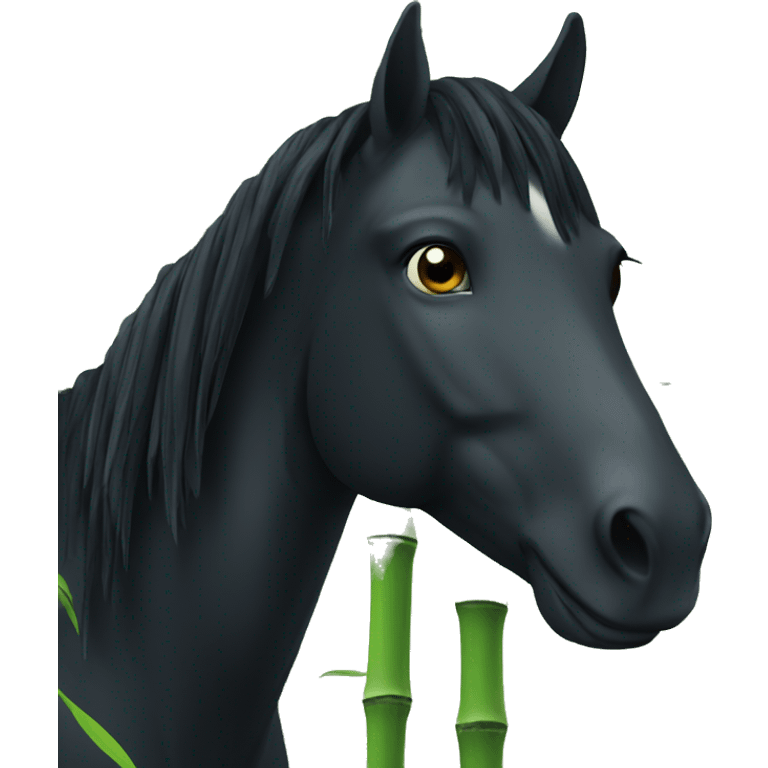 black horse in a bamboo forest emoji