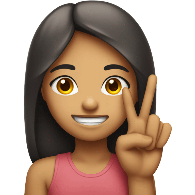 girl emoji with a tounge in between a peace sign  emoji