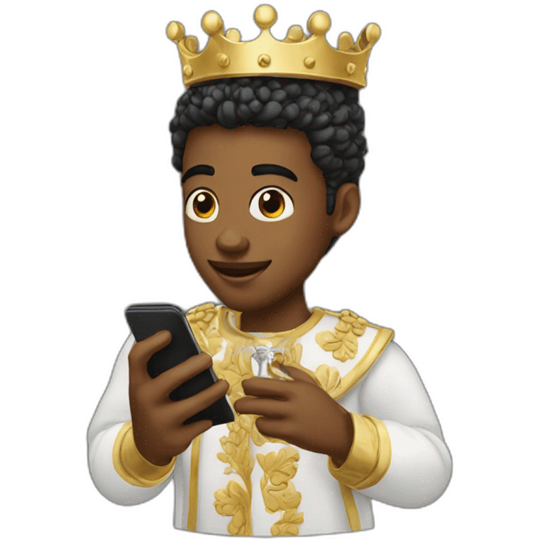 White young king using phone emoji