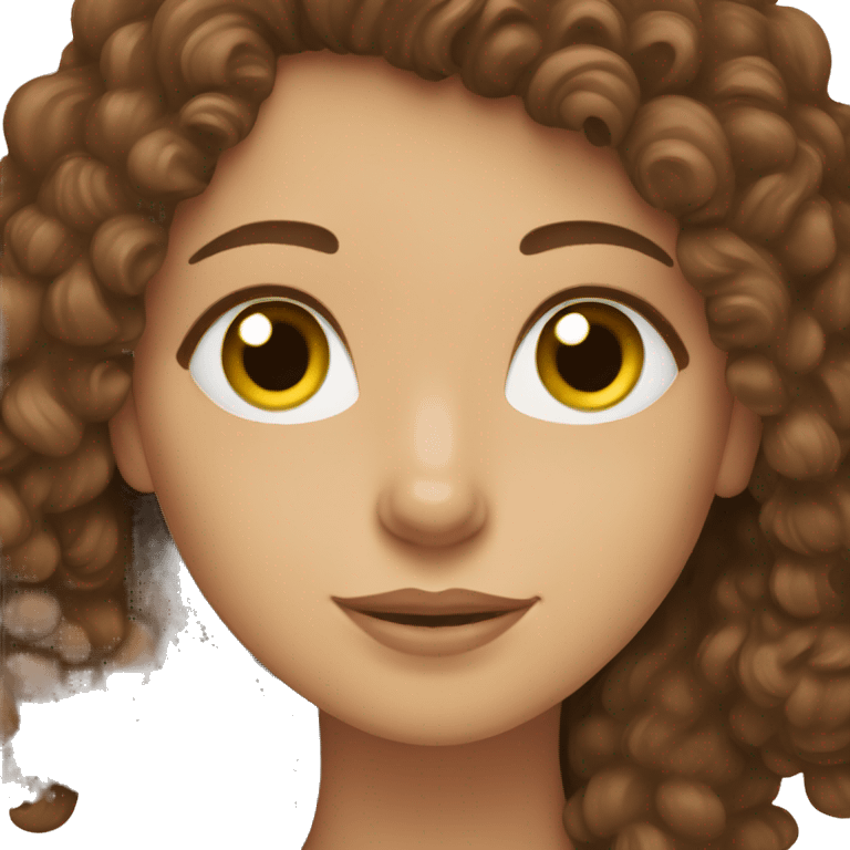 Brown haired green eyed woman with brown labradoodle emoji