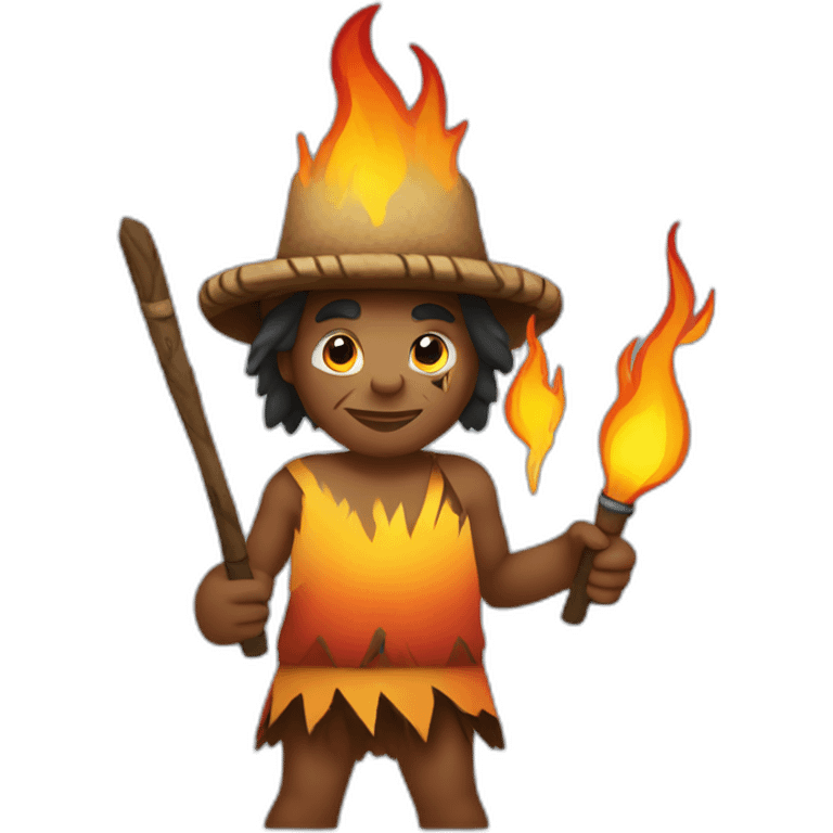 Aborigines with fire torch in a hand emoji