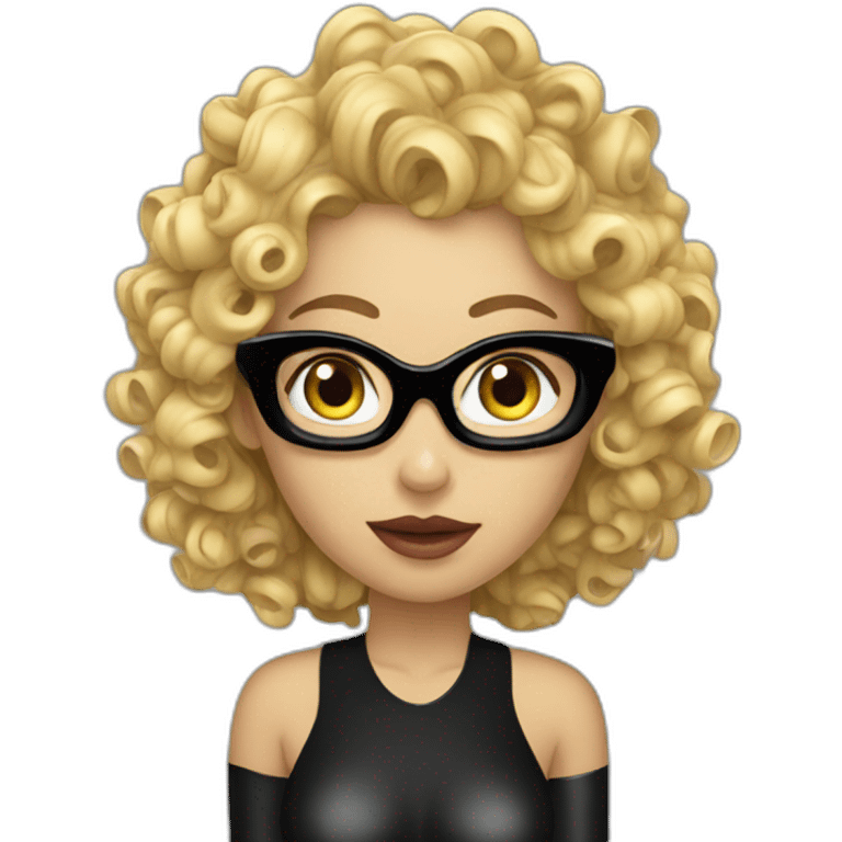 curly-blonde-woman-latex-black-catsuit emoji