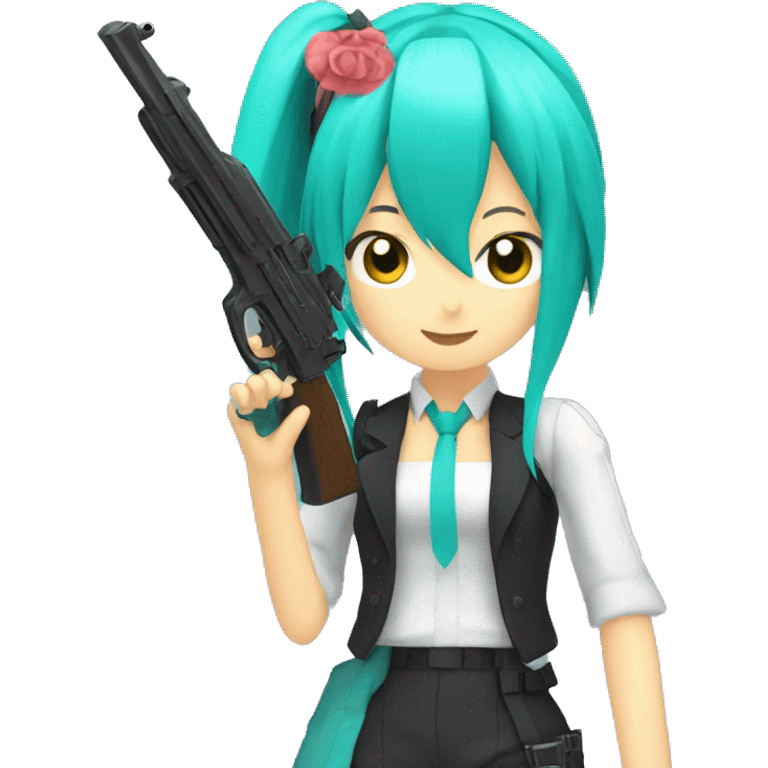 Miku with a gun emoji