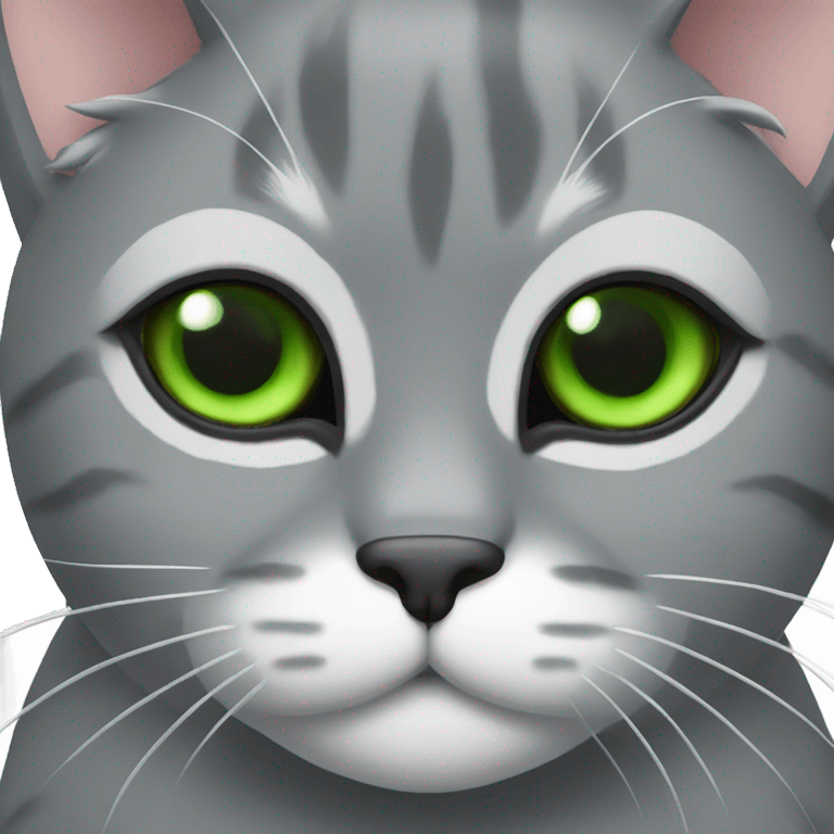 Gray cat santa claus with green eyes  emoji