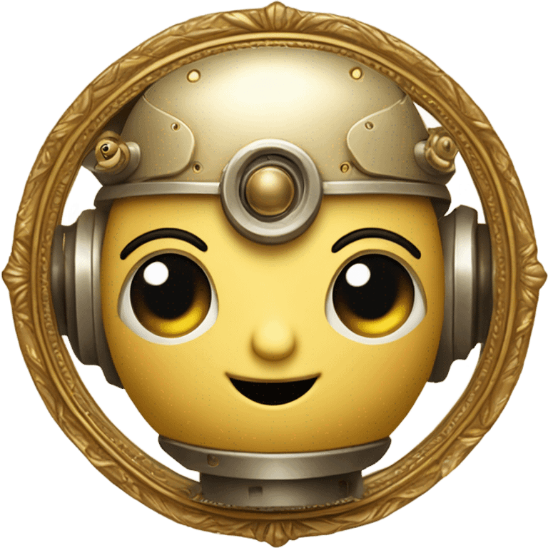 cute robot in a vintage gold frame emoji