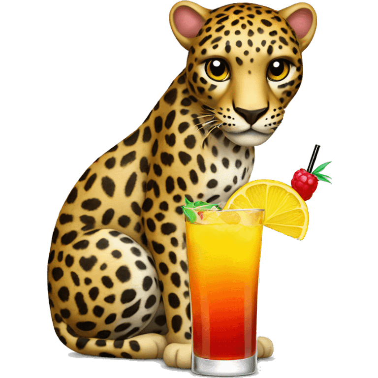 Leopard with cocktail emoji