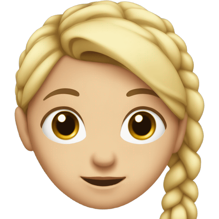 Girl with ponytail turned to the left side with a black dot on face emoji