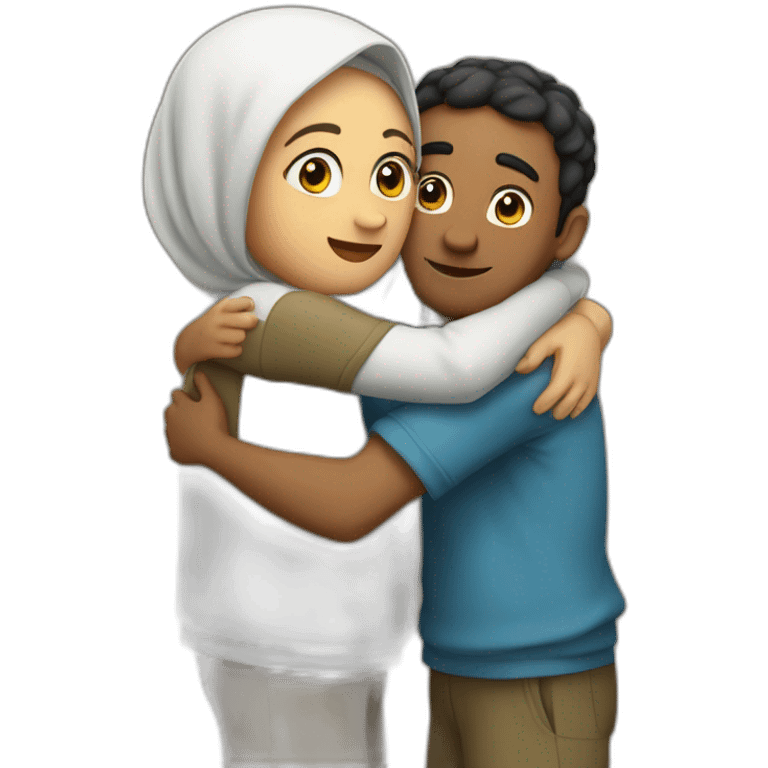 Israel and palestin do an hug emoji