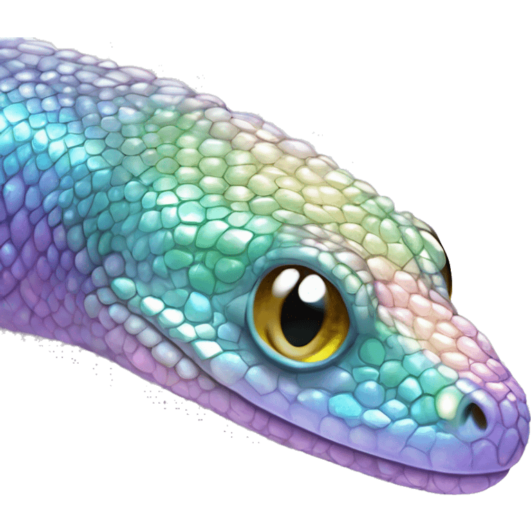 Sparkly glossy Pastel iridescent glass lizard emoji