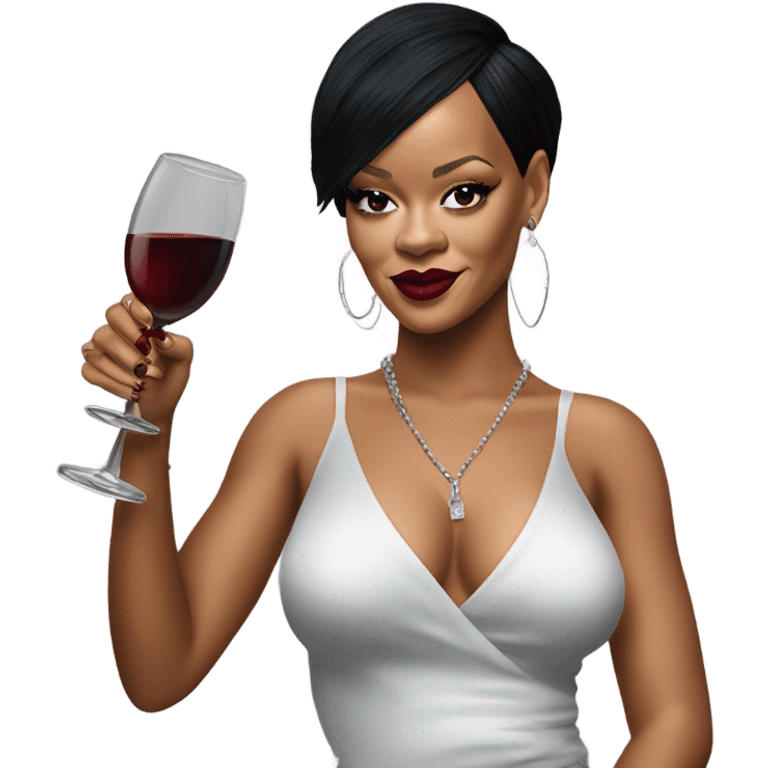 Photo Realistic Rihanna with wine glass emoji