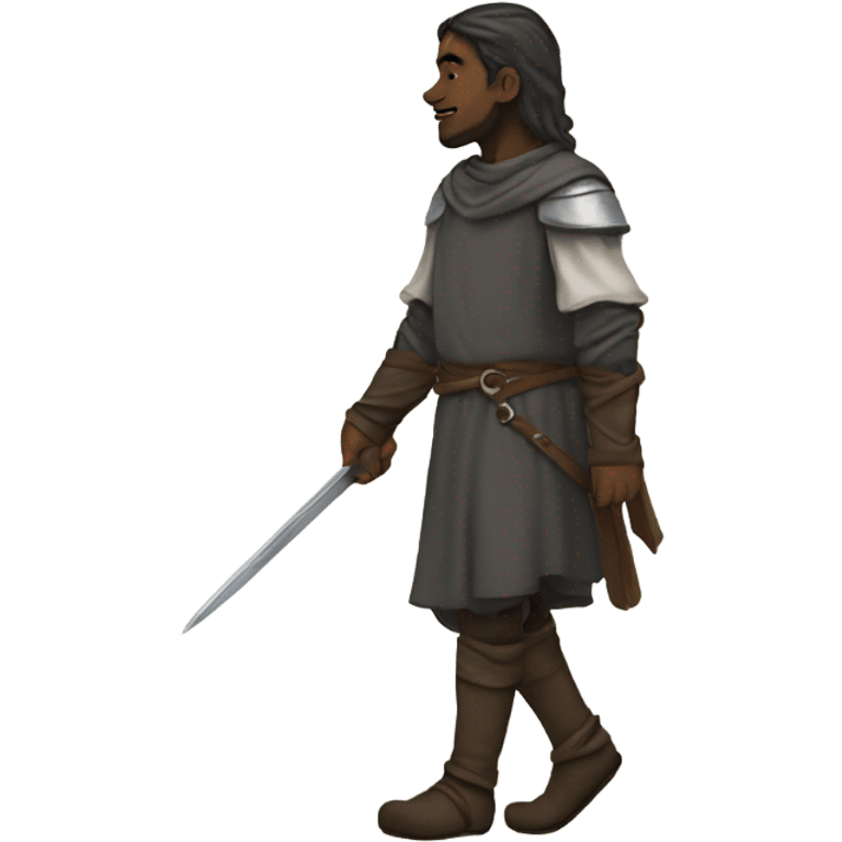 a medieval dark rpg person walking sideview emoji