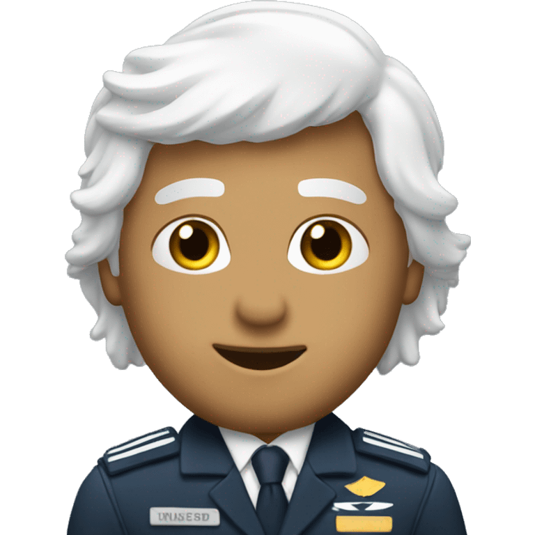 Pilot with whte hair waving hello emoji