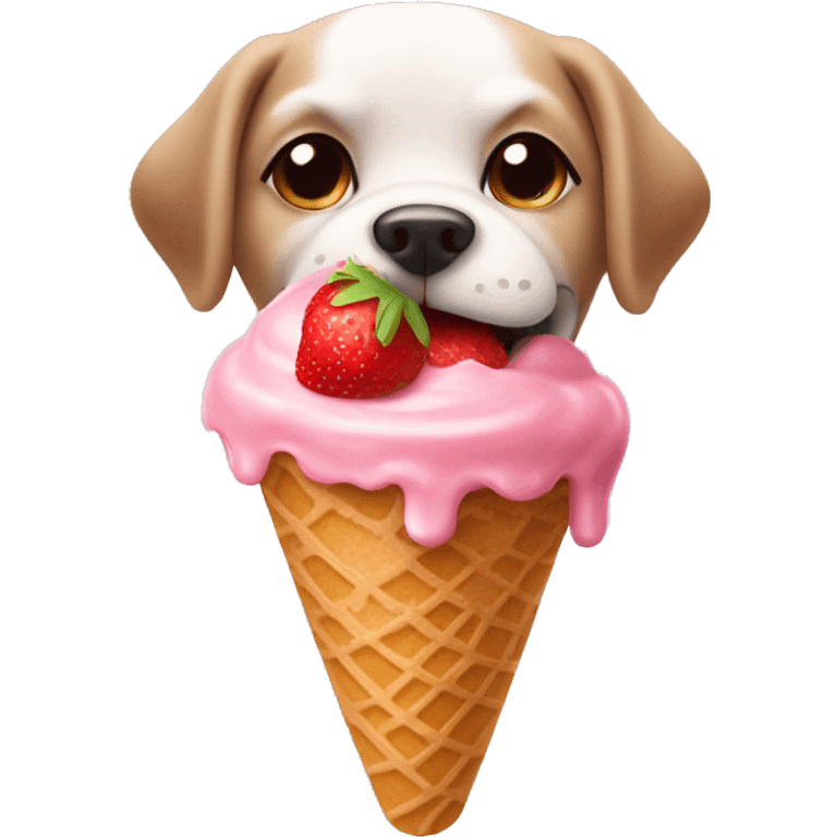 Dog eat strawberry ice cream  emoji