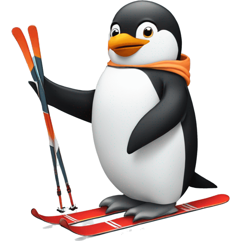 Skiing penguin emoji