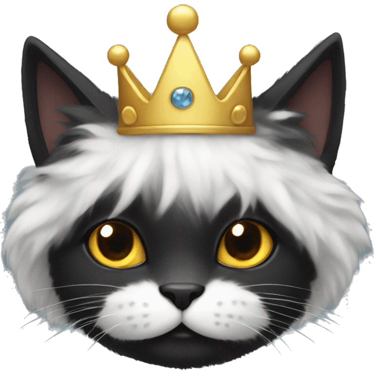 Black fluffy cat in a crown emoji