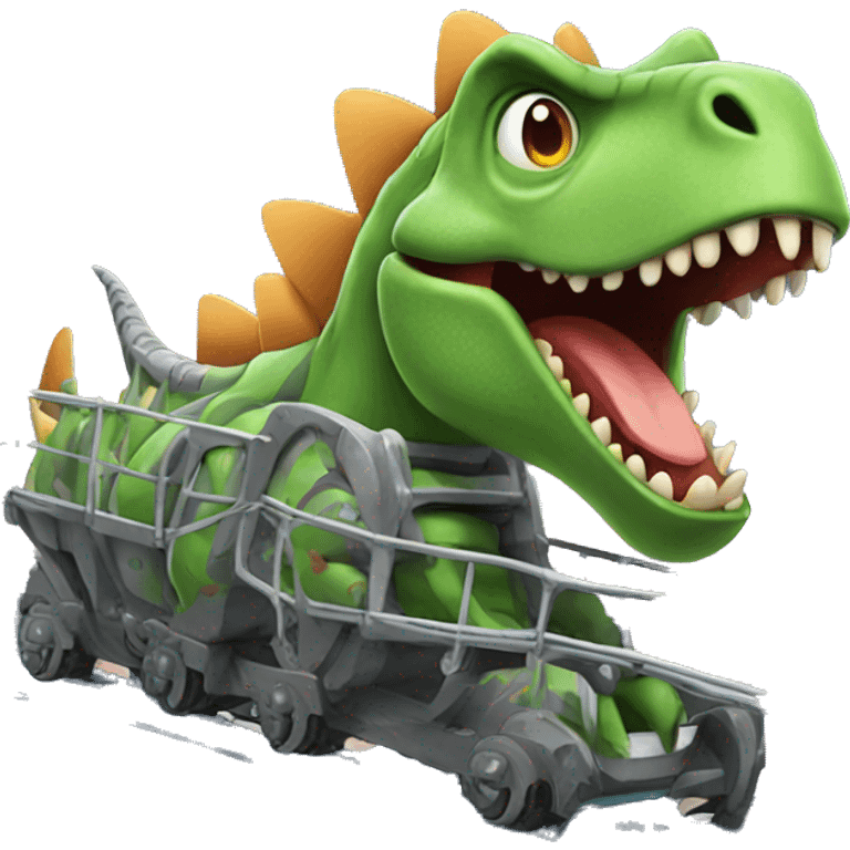 Dinosaur riding rollercoaster emoji