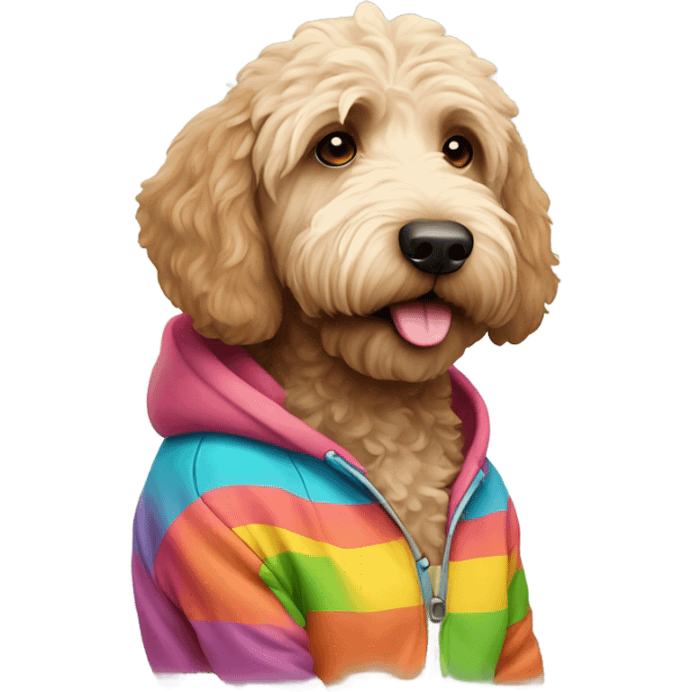 Labradoodle wears a hoodie  emoji