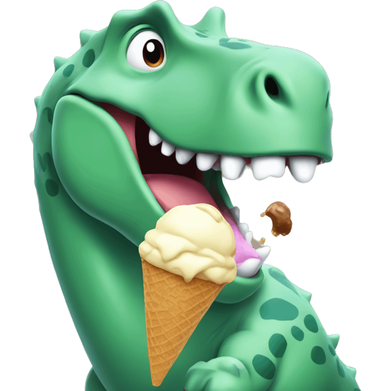 dinosaur eating ice cream emoji