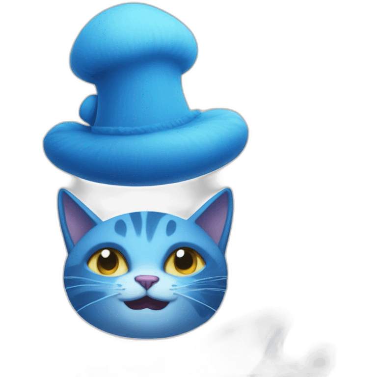 Blue cat with a blue mushroom hat schoked emoji