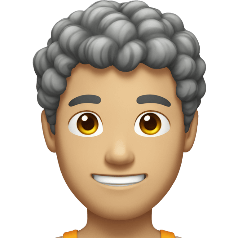 buff Asian man with curly hair fair skin emoji