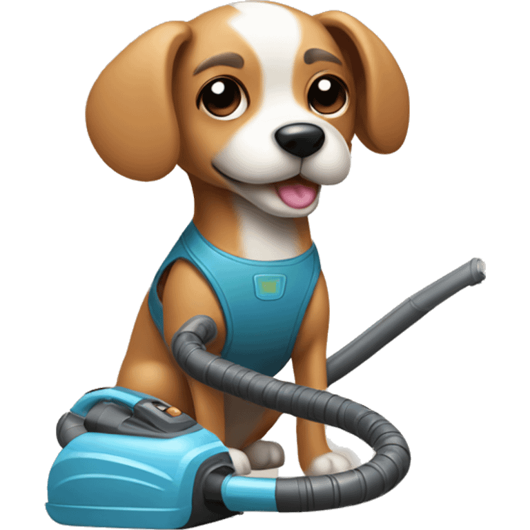 Small dog using a vacuum cleaner emoji