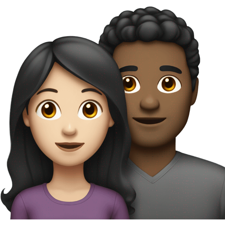 Couple, white woman, brown man with black hair, mixed race daughter with black hai emoji