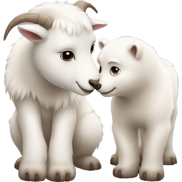 Goat and Polar Bear in love emoji