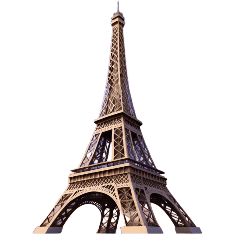 Cinematic Realistic Eiffel Tower Landmark Emoji, featuring the iron lattice structure illuminated against a twilight Parisian sky emoji