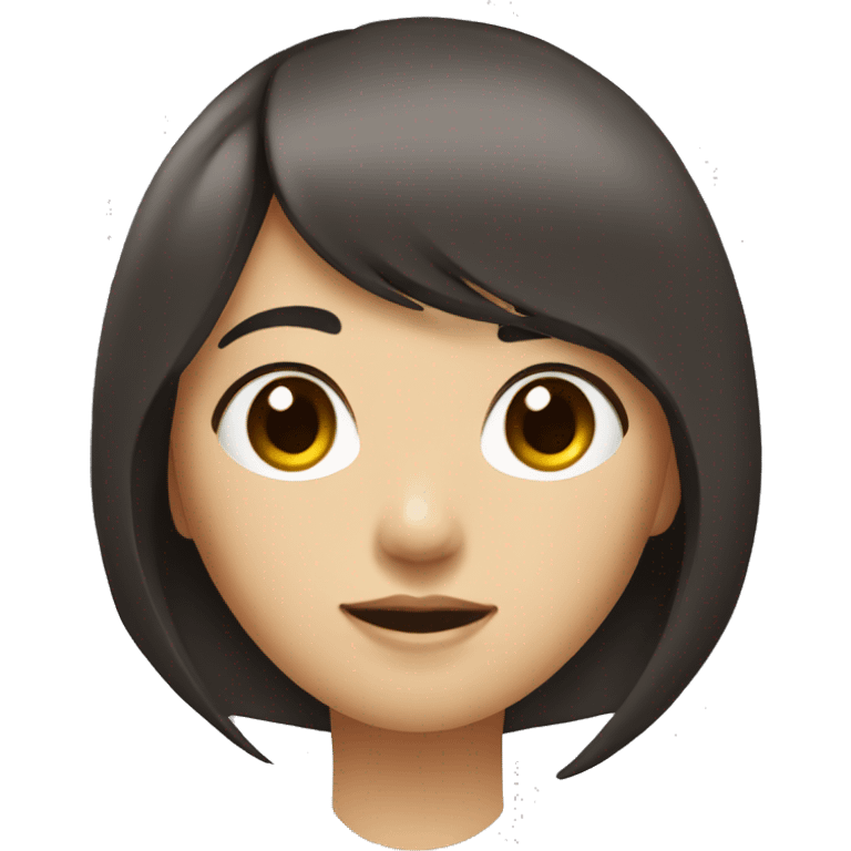 Asian girl in a white t-shirt with dark long hair deep brown eyes bangs emoji