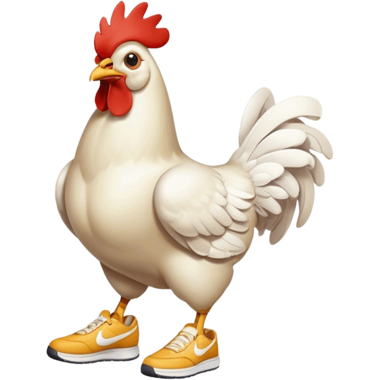 Chicken wearing white Nike shoes emoji