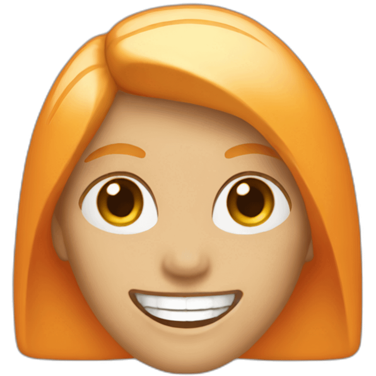 a very orange woman with blonde hair and white teeth emoji