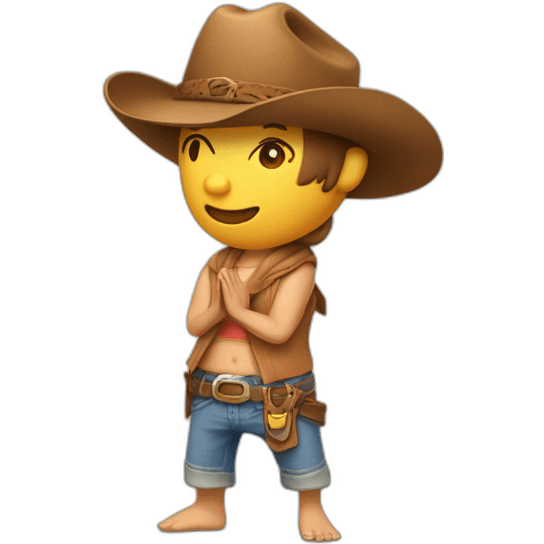 Yoga qui porte un chapeau de cow boy emoji