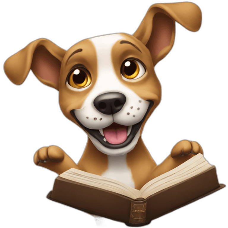 crazy dog with a book emoji