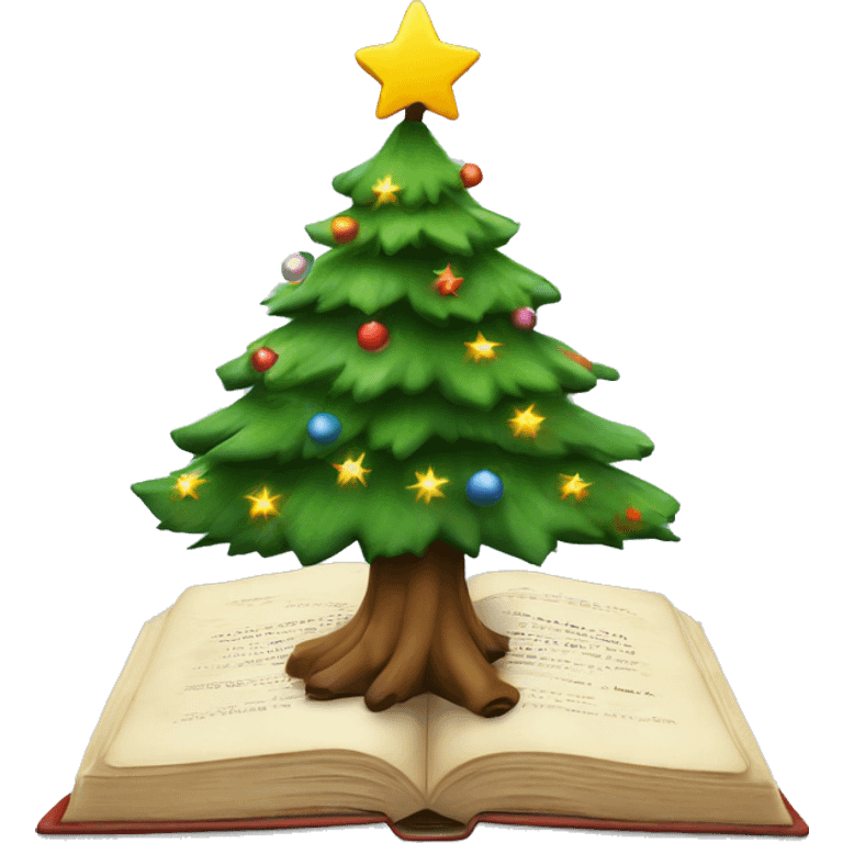 Christmas tree and book emoji