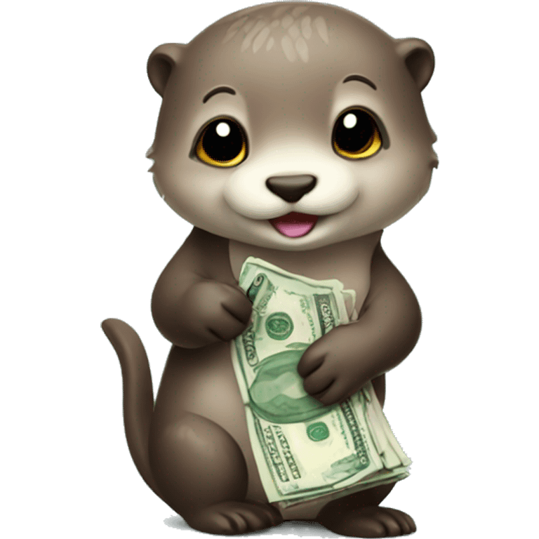 Cute Otter holding money emoji