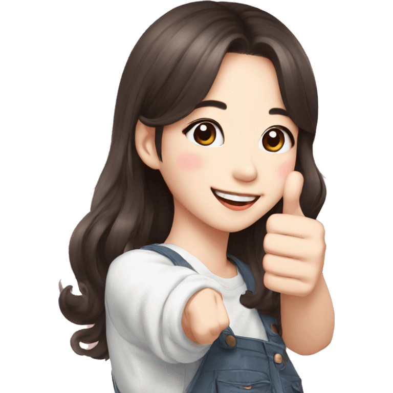 Cute Korean girl giving thumbs up kpop idol emoji