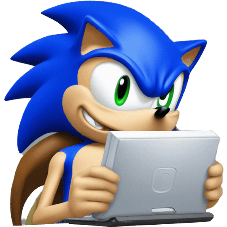 Sonic the Hedgehog writing computer code emoji