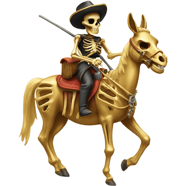 proud Golden skeleton riding donkey emoji