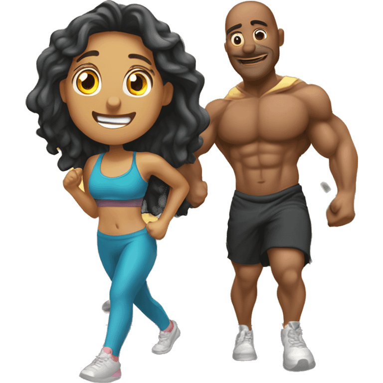 Chico y chica cargando pesas en el gym  emoji