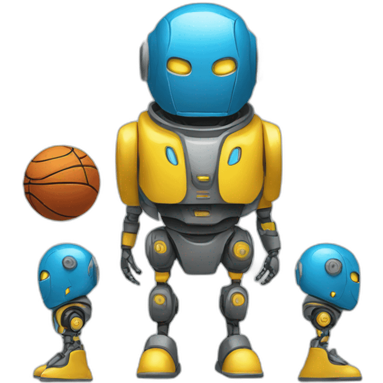 robots with yellow hoodie and blue basketball emoji