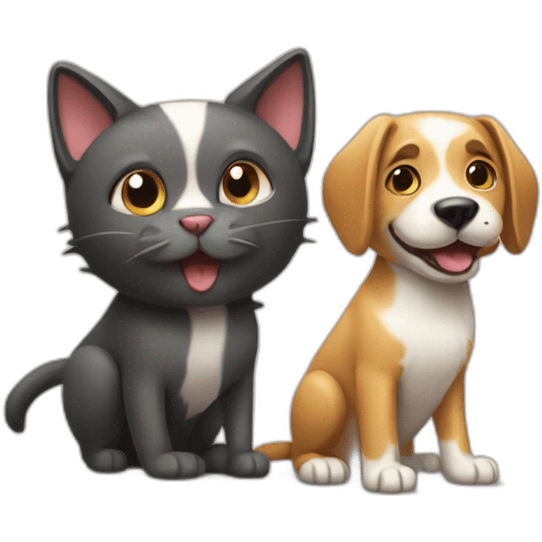 playing cat and dog emoji