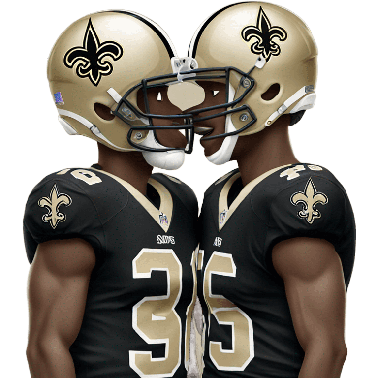 Two men in saints jerseys kissing  emoji