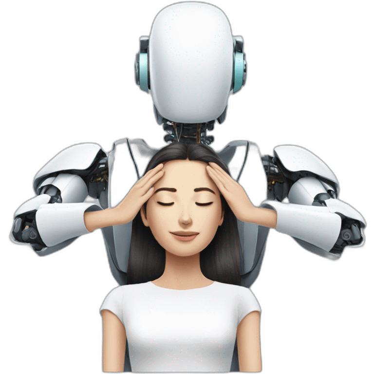 Person getting head massage from robot emoji