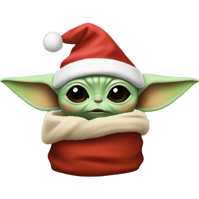 Baby Yoda with a Christmas hat emoji