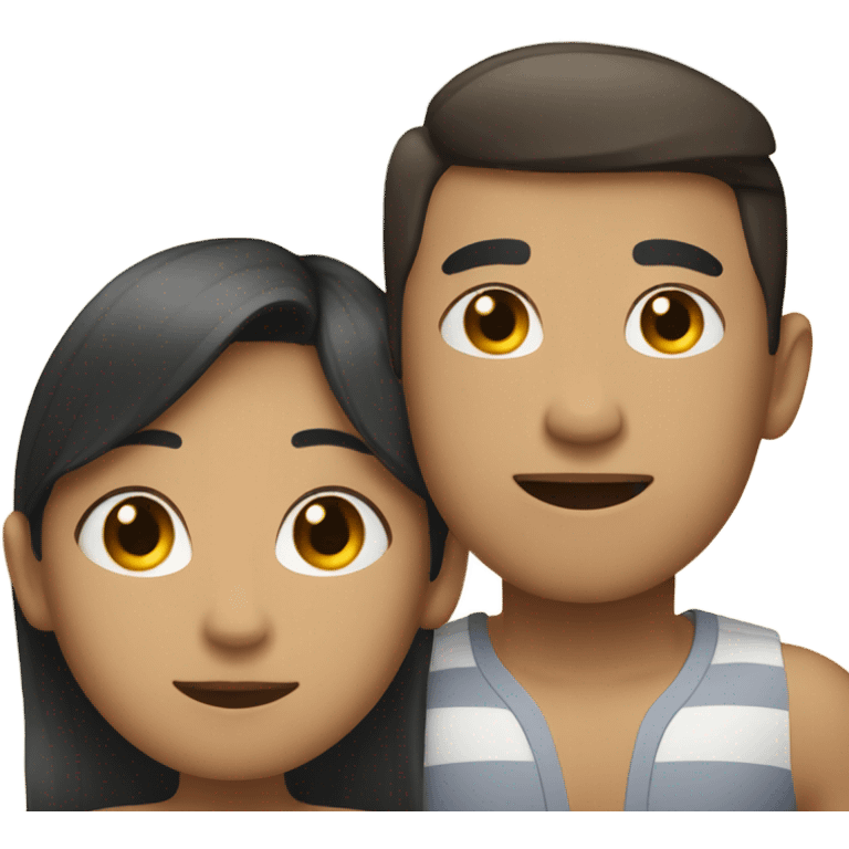 asian girl laying on the beach with american boyfriend emoji