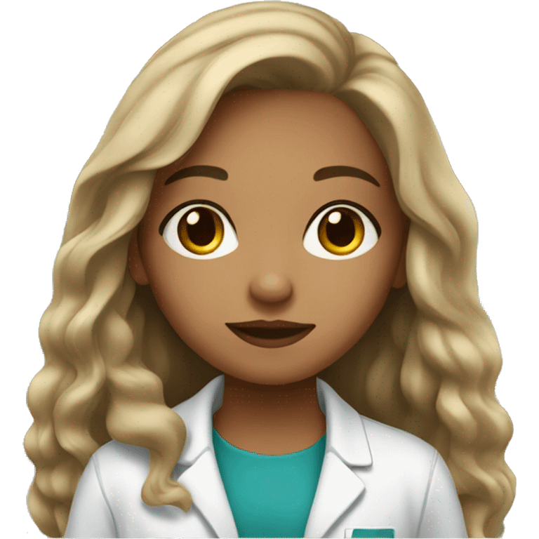 Light skin young girl with long hair working in a pharmacy emoji