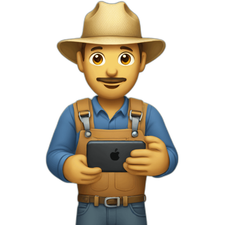 farmer holding smartphone emoji