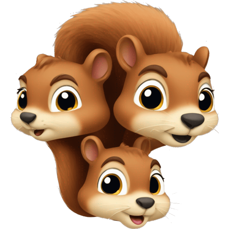 Four squirrel faces, one male, and three female
 emoji