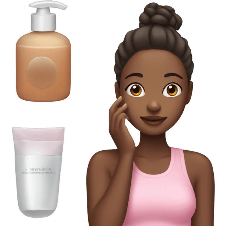 A girl doing her skin care emoji